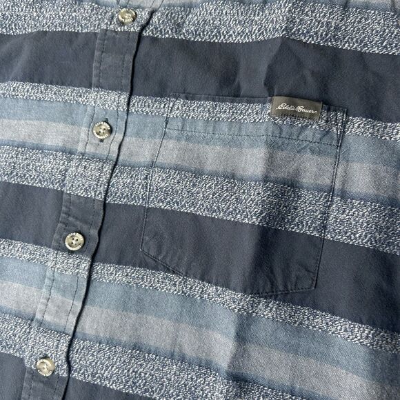 Eddie Bauer Men’s S Button Up Classic Fit Blue Short Sleeve Casual - Picture 4 of 6